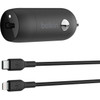 Belkin BoostCharge 30W USB-C Car Charger - 12 V DC Input - 3 A Output - Black CCA004btBK