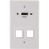 C2G HDMI Pass Through Single Gang Wall Plate with Two Keystones - White - 1-gang - White - Aluminum - 1 x HDMI Ports 60161