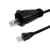 RJ45 Male with IP68 Shroud to RJ45 Cat6 UTP Gel Filled Outdoor UV  Direct Burial Patch Cable - Black - 1ft