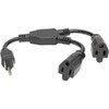 Tripp Lite 1ft Power Cord Extension Y Splitter Cable 5-15P to 5-15R 10A 18AWG 1 - 130V AC03m P022-001-2