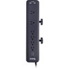 Plugable 6 AC Outlet Surge Protector with Clamp Mount for Workbench or Desk - Built-In 105W 2-Port USB Power for Android Apple iOS PS6-USB2DC