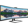 Philips Brilliance 499P9H 49 Class Webcam Dual Quad HD DQHD Curved Screen LCD Monitor - 329 - Textured Black - 488 Viewable - - 499P9H