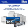Brother Original Laser Toner Cartridge - Black - 1 Each - 3000 Pages (TN830XL)
