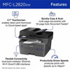 Brother MFC-L2820DW Wireless Laser Multifunction Printer - Monochrome - Gray - CopierFaxPrinterScanner - 34 ppm Mono79 ppm Color MFCL2820DW