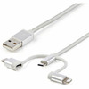 StarTechcom 6ft 18m USB Multi-Charging Cable USB-A to LightningUSB-CMicro-USB Apple MFi Certified Braided Nylon Jacket USB - LTCUB6GR