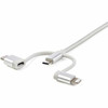 StarTechcom 6ft 18m USB Multi-Charging Cable USB-A to LightningUSB-CMicro-USB Apple MFi Certified Braided Nylon Jacket USB - LTCUB6GR