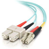 C2G 5m LC-SC 10Gb 50125 OM3 Duplex Multimode PVC Fiber Optic Cable - Aqua - 164 ft Fiber Optic Network Cable for Network Device - 2 33054