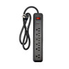 6 Outlet 900J Surge Protector - 45 Degree Angle 5-15P Plug  Circuit Breaker - Black - 3ft