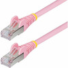 StarTechcom 1ft Pink CAT6a Ethernet Cable Snagless RJ45 10G 100W PoE SFTP LSZH 27AWG Pure Copper 500MHz Shielded Network - NLPN-1F-CAT6A-PATCH