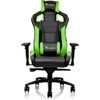 Tt eSPORTS GT Fit F100 Gaming Chair - For Game - Foam Steel Metal Polyvinyl Chloride PVC Aluminum Faux Leather - Black Green GC-GTF-BGMFDL-01