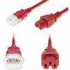 AddOn 2ft C14 Male to C15 Female P-Lock Compatible High-Temperature 14 AWG 250V at 15A PVC SJT (Service Junior Thermoplastic) Red - 14 (Fleet Network)