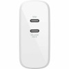 Belkin BoostCharge Dual USB-C Power Delivery GaN Wall Charger 68W Laptop Chromebook Charging - Power Adapter - 68 W (WCH003DQWH)