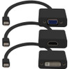 AddOn 3-Pack of Mini-DisplayPort 1.1 Male to DVI, HDMI, VGA Female Black Adapters Which Comes in a Bundle For Resolution Up to (WUXGA) (Fleet Network)