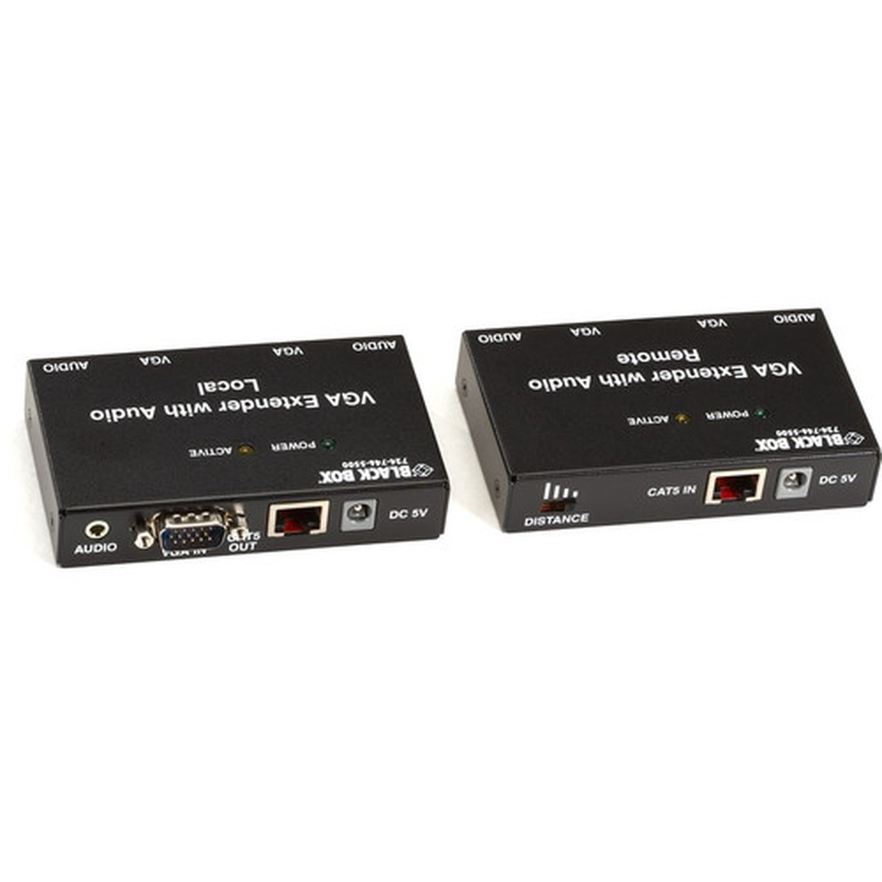 Black Box VGA Extender Kit with Audio 2-Port Local 2-Port Remote - 1 Input Device - 4 Output Device - 500 ft 152400 mm Range - 2 x AC556A-R2