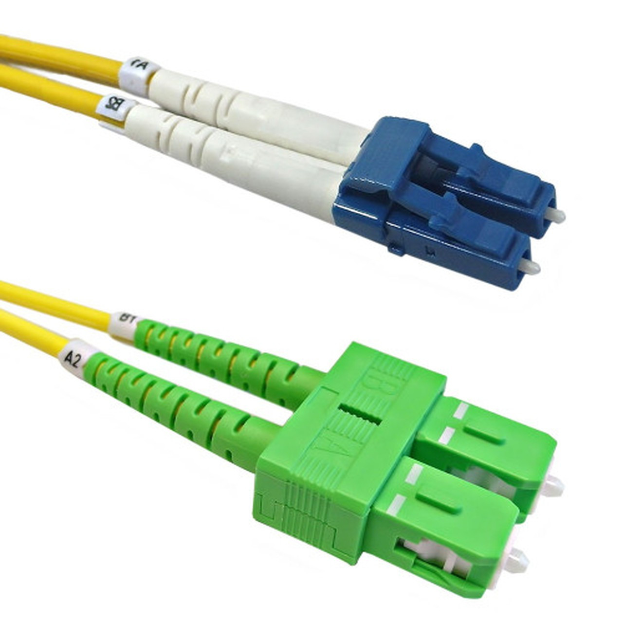 10ft 3m singlemode duplex LCUPC to SCAPC 9 micron Fiber Cable - 3mm jacket LSZH FN-FO-209-10-SCA