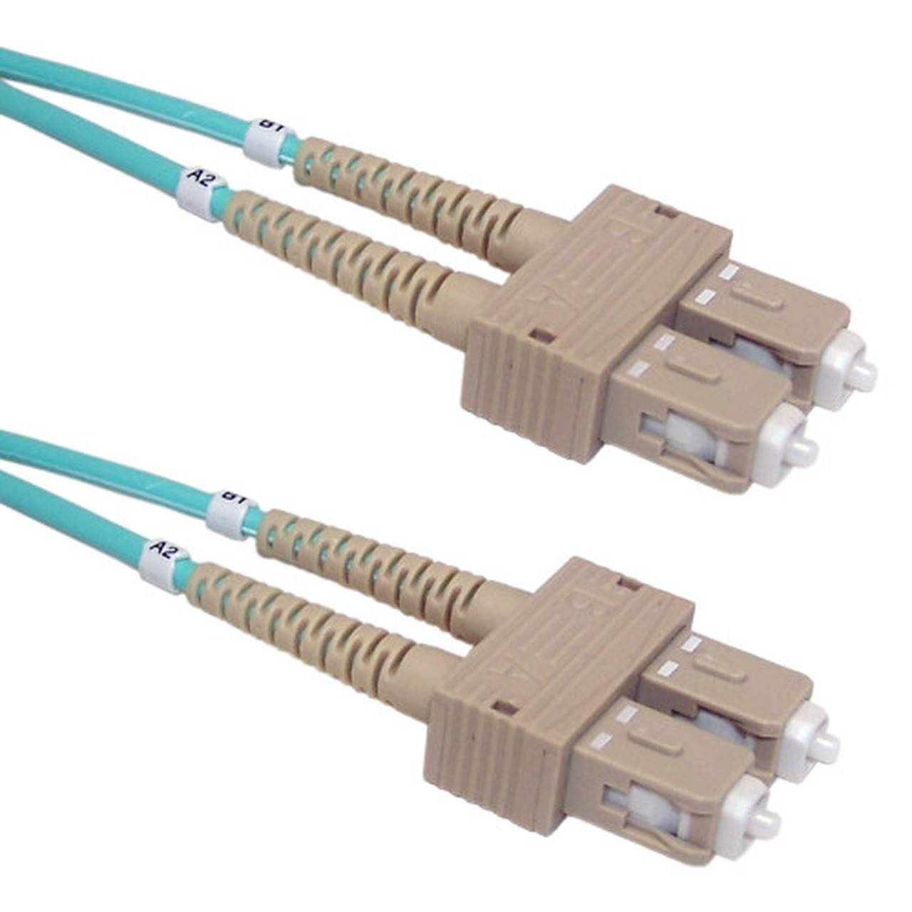 15ft 05m Multimode Duplex SCSC 50 micron OM3 Aqua 10gig Fiber Cable - 2mm Jacket FN-FO-404B-015