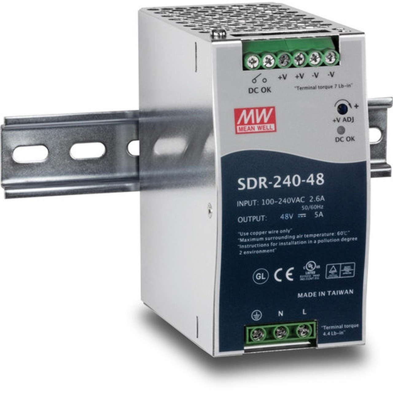 TRENDnet 240W Single Output Industrial DIN-Rail Power Supply Extreme Operating Temp Range -25 to 70 degC-13 to 158 degF Active TI-S24048
