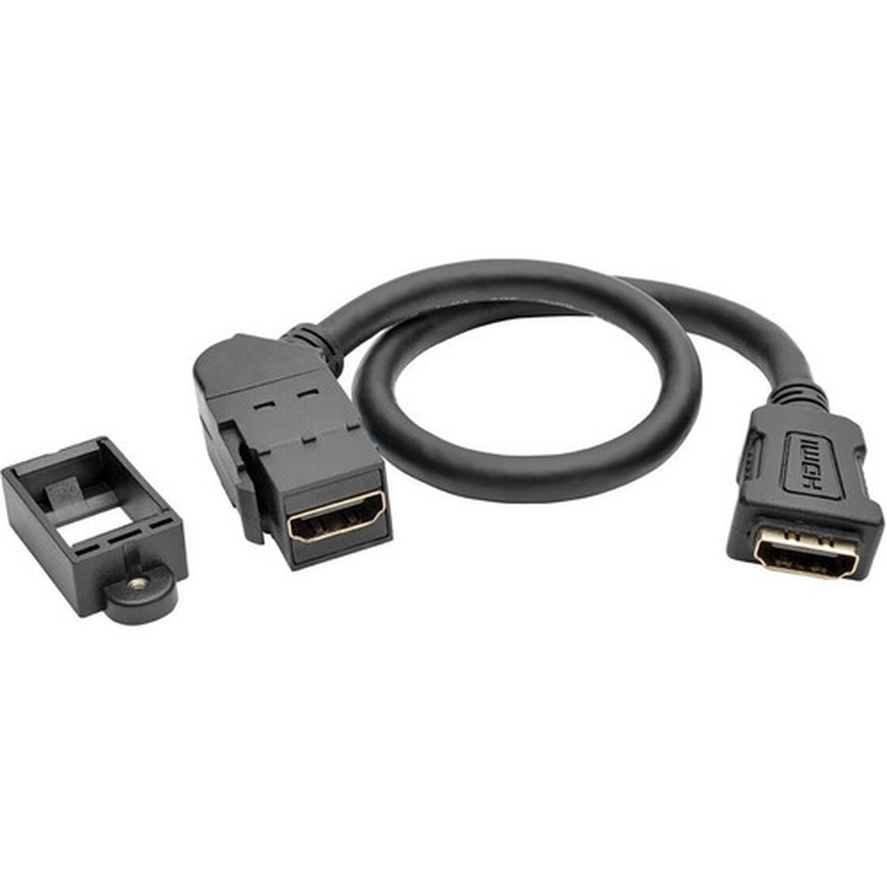 Tripp Lite 1ft HDMI Coupler Keystone Panel Mount Angled FF Black 1 - 1 ft HDMI AV Cable for Home Theater System Monitor Blu-ray - P164-001-KPA-BK