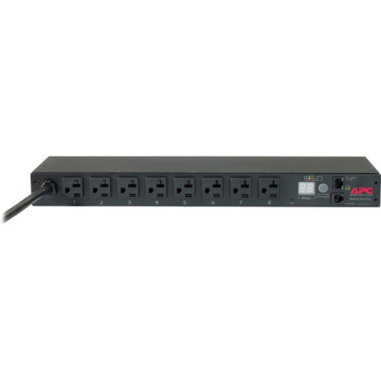 Schneider Electric Rack PDU Metered 1U 20A 120V 8 5-20 - Metered - NEMA L5-20P - 8 x NEMA 5-20R - 120 V AC - 192 kW - 1U - AP7801B