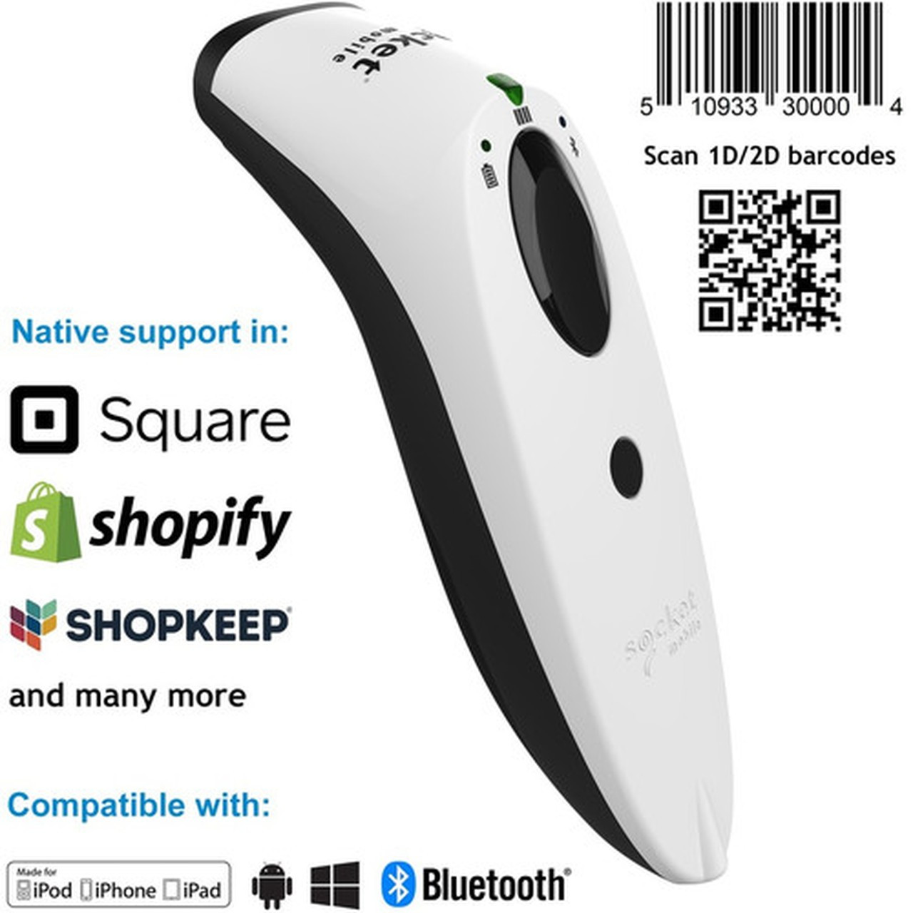 SocketScanreg S740 1D2D Imager Barcode Scanner White - S740 1D2D Imager Barcode Scanner White CX3419-1838