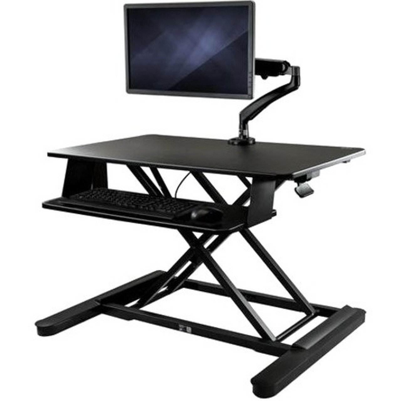 StarTechcom Sit-Stand Desk Converter with Monitor Arm - Up to 26 Monitor - 35 Wide Work Surface - Height Adjustable Standing Desk - BNDSTSLGSLIM