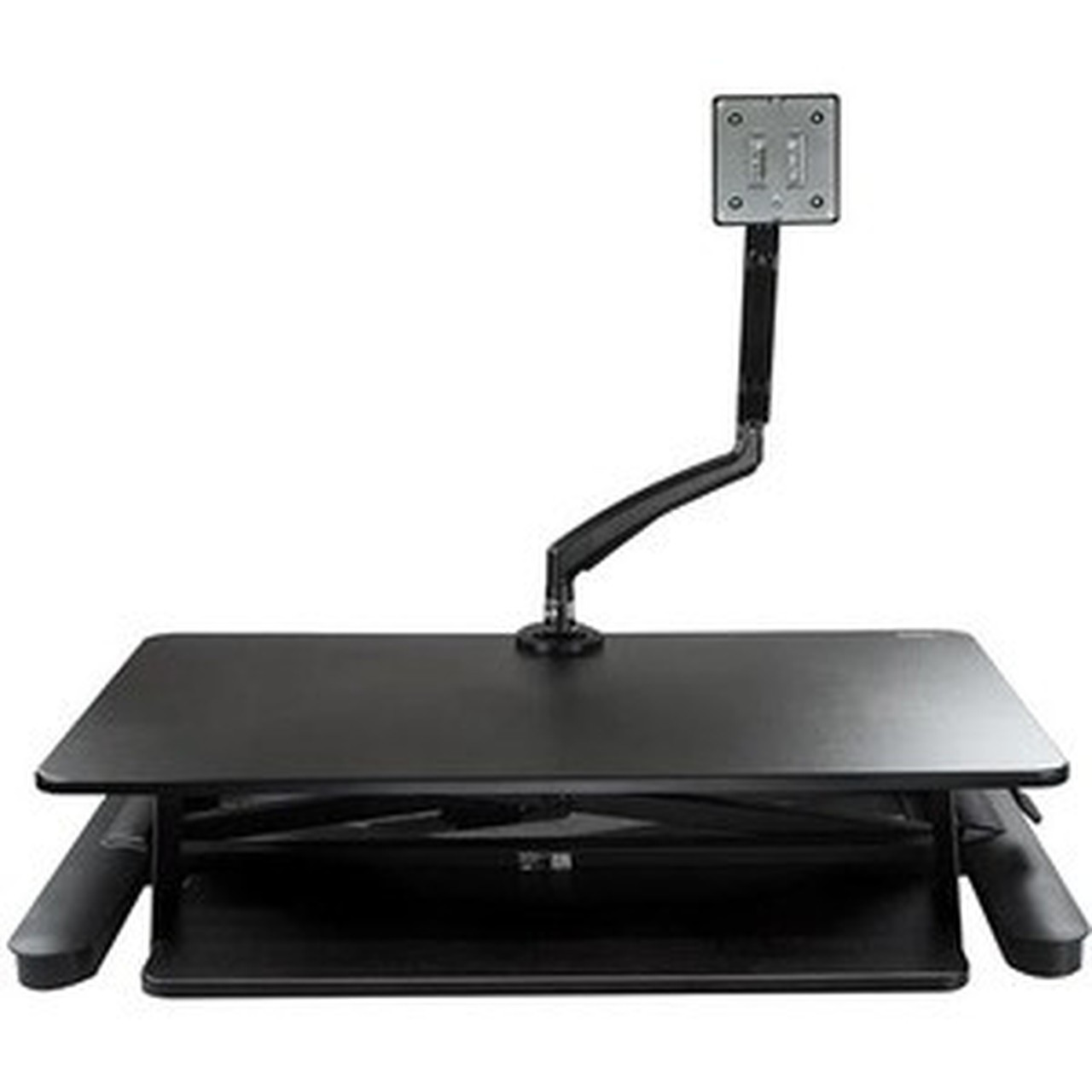 StarTechcom Sit-Stand Desk Converter with Monitor Arm - Up to 26 Monitor - 35 Wide Work Surface - Height Adjustable Standing Desk - BNDSTSLGSLIM