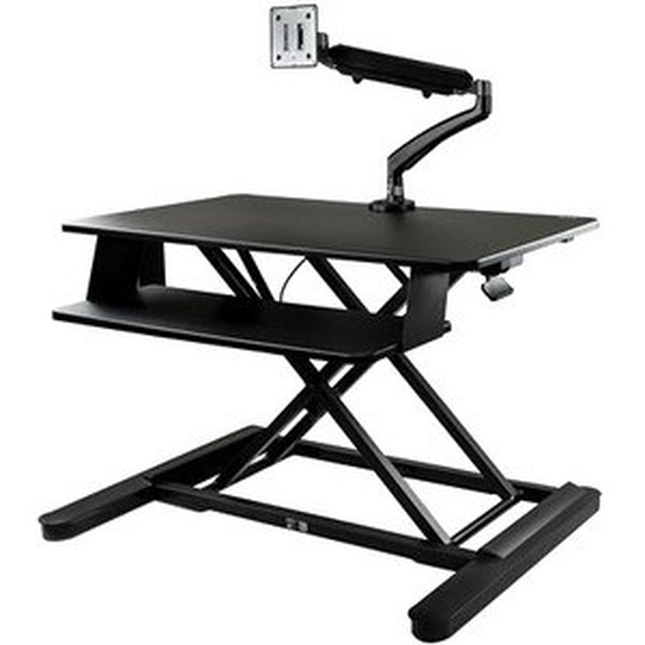 StarTechcom Sit-Stand Desk Converter with Monitor Arm - Up to 26 Monitor - 35 Wide Work Surface - Height Adjustable Standing Desk - BNDSTSLGSLIM