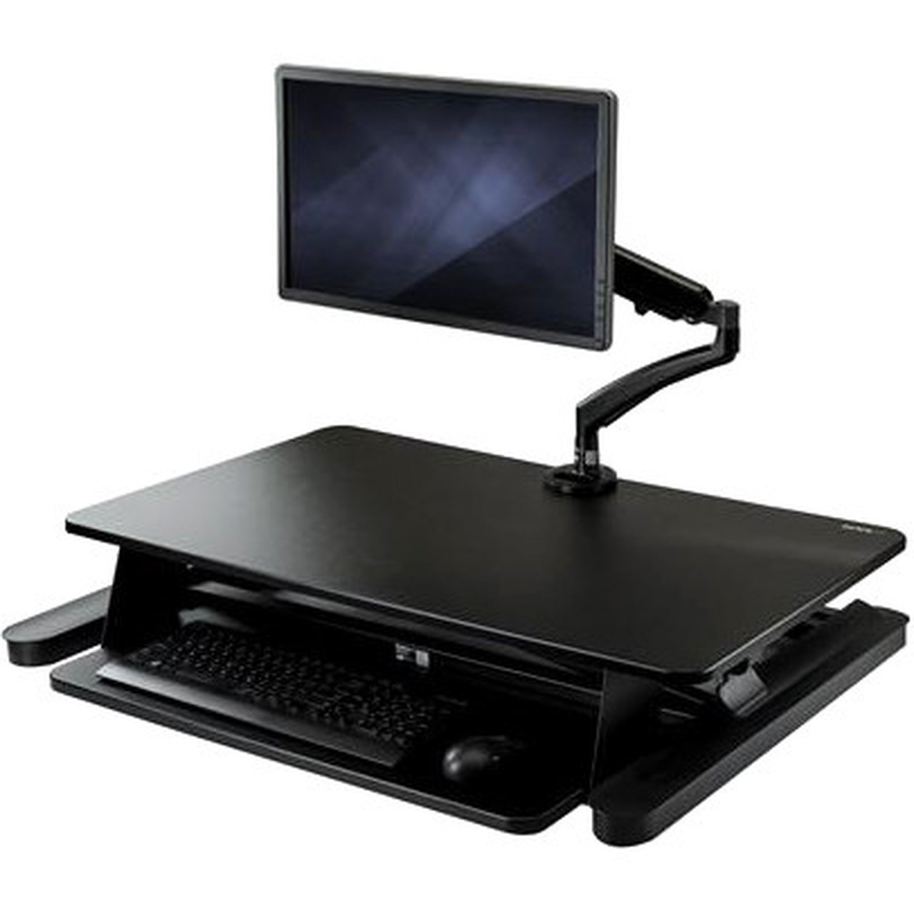 StarTechcom Sit-Stand Desk Converter with Monitor Arm - Up to 26 Monitor - 35 Wide Work Surface - Height Adjustable Standing Desk - BNDSTSLGSLIM