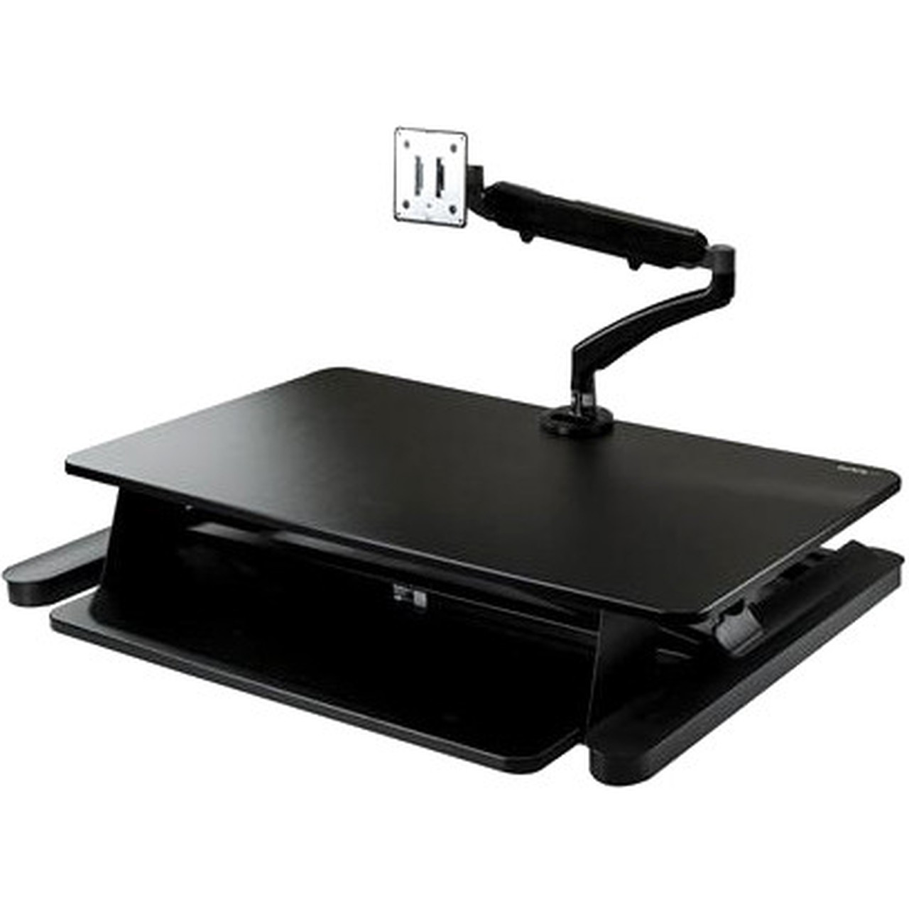 StarTechcom Sit-Stand Desk Converter with Monitor Arm - Up to 26 Monitor - 35 Wide Work Surface - Height Adjustable Standing Desk - BNDSTSLGSLIM