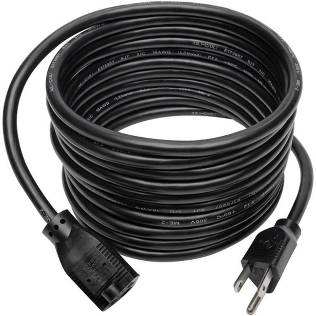 Tripp Lite Standard Power Extension Cord 13A 16 AWG NEMA 5-15P to NEMA 5-15R 15 ft - 120 V AC  13 A - Black P024-015-13A