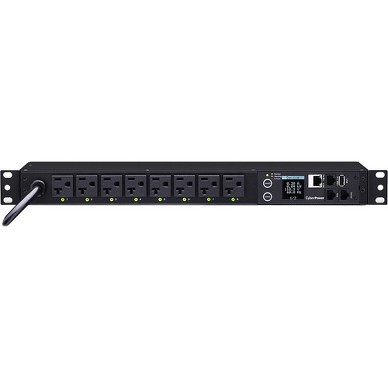 CyberPower PDU41002 8-Outlet PDU - Switched - NEMA 5-15P - 8 x NEMA 5-15R - 120 V AC - Network RJ-45 - 1U - Horizontal - Rack Mount PDU41002