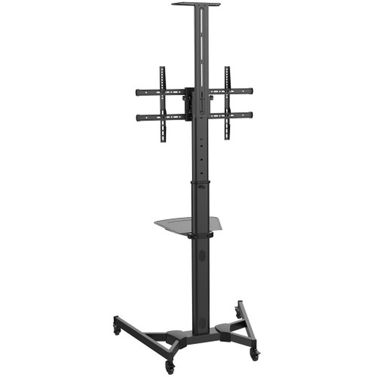 TV Cart with Shelf - Tilt Pivot Adjustable Height VESA 600x400 Fits TV Sizes from 37 to 70 Inch FN-MT-2500-BK