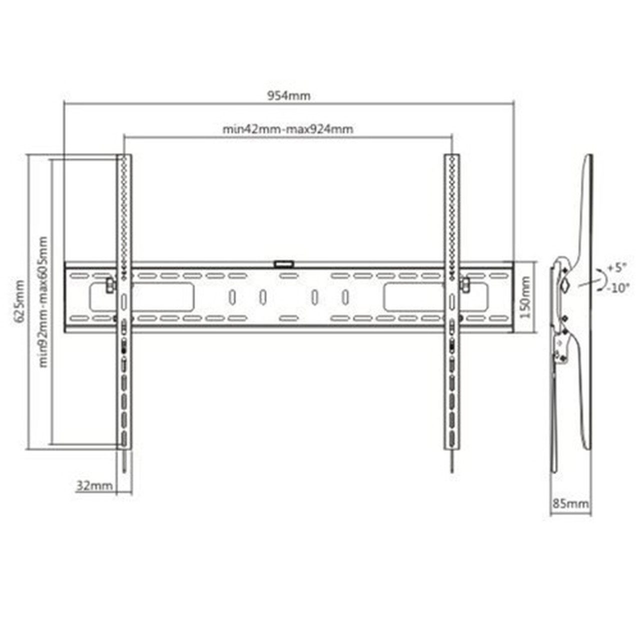 Tilting TV Wall Mount Bracket for Flat and Curved LCDLEDs - Fits Sizes 60-100 inches - Maximum VESA 900x600 FN-MT-445-BK