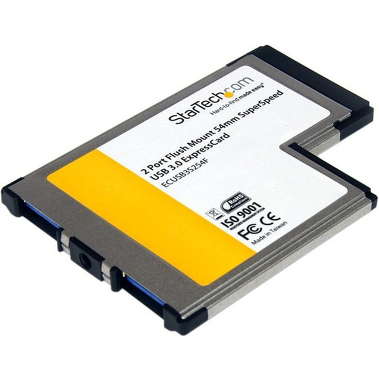 StarTechcom 2 Port Flush Mount ExpressCard 54mm SuperSpeed USB 30 Card Adapter with UASP Support - 2 x 4-pin Type A Female USB 30 ECUSB3S254F