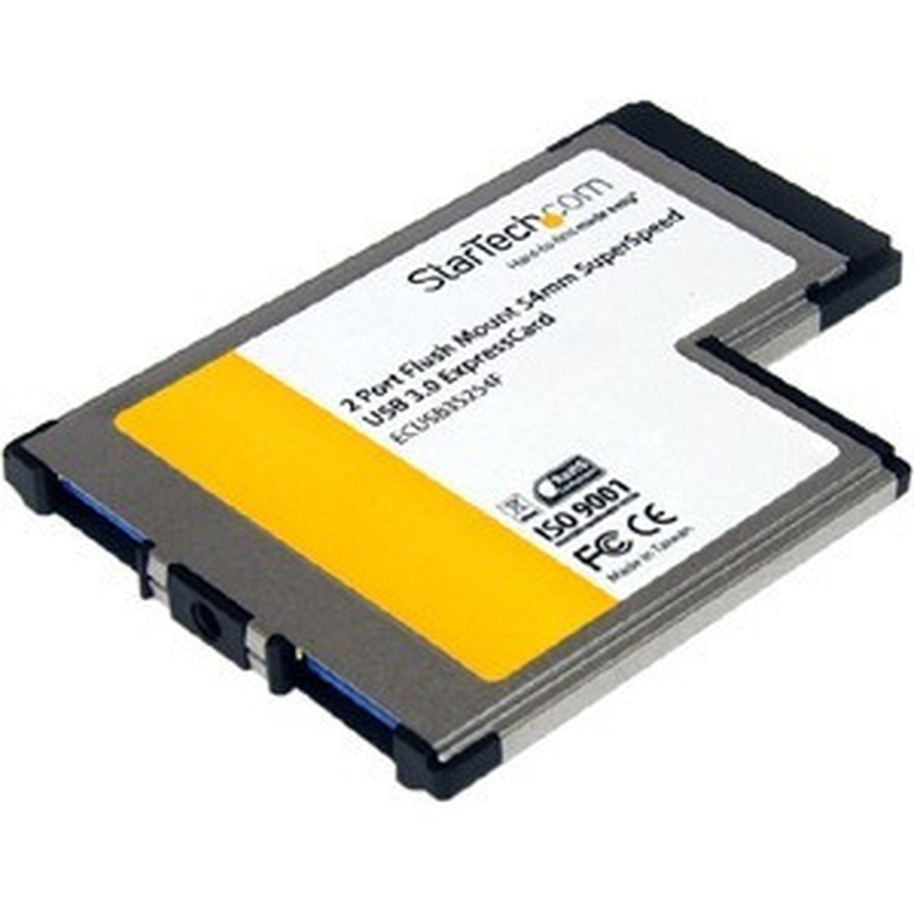 StarTechcom 2 Port Flush Mount ExpressCard 54mm SuperSpeed USB 30 Card Adapter with UASP Support - 2 x 4-pin Type A Female USB 30 ECUSB3S254F