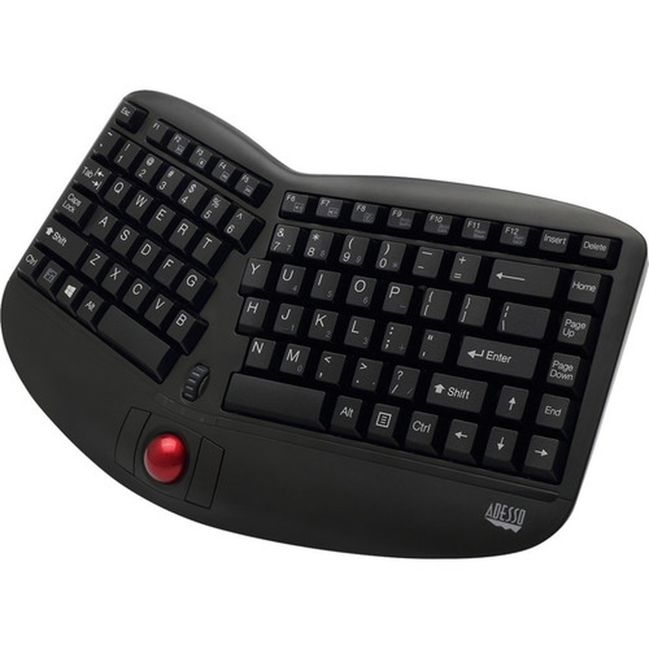 Adesso Tru-Form Media 3150 - 24 GHz Wireless Ergo Trackball Keyboard - Wireless Connectivity - RF - USB 20 Interface - 87 Scroll - - WKB-3150UB