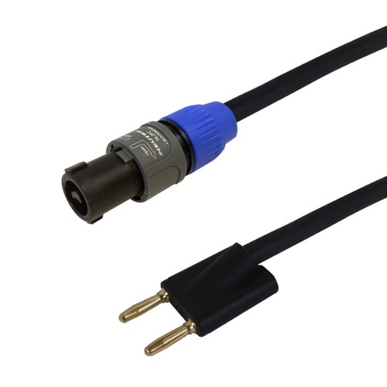 125ft Premium  2-Pole speakON to Dual Banana Clip Speaker Cable 14AWG FT4 FN-SP-N1B2C-125