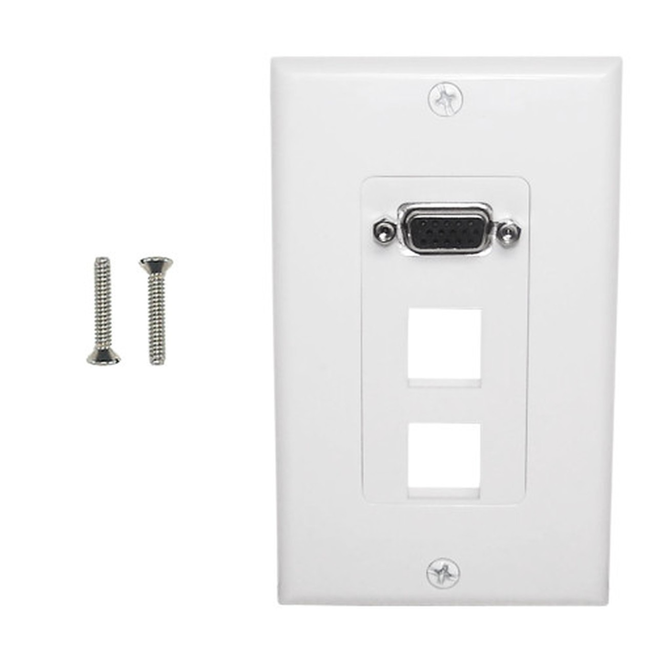 1-Port VGA Wall Plate Kit Decora White with 2x Keystone Hole FN-WPK-VGA2-D