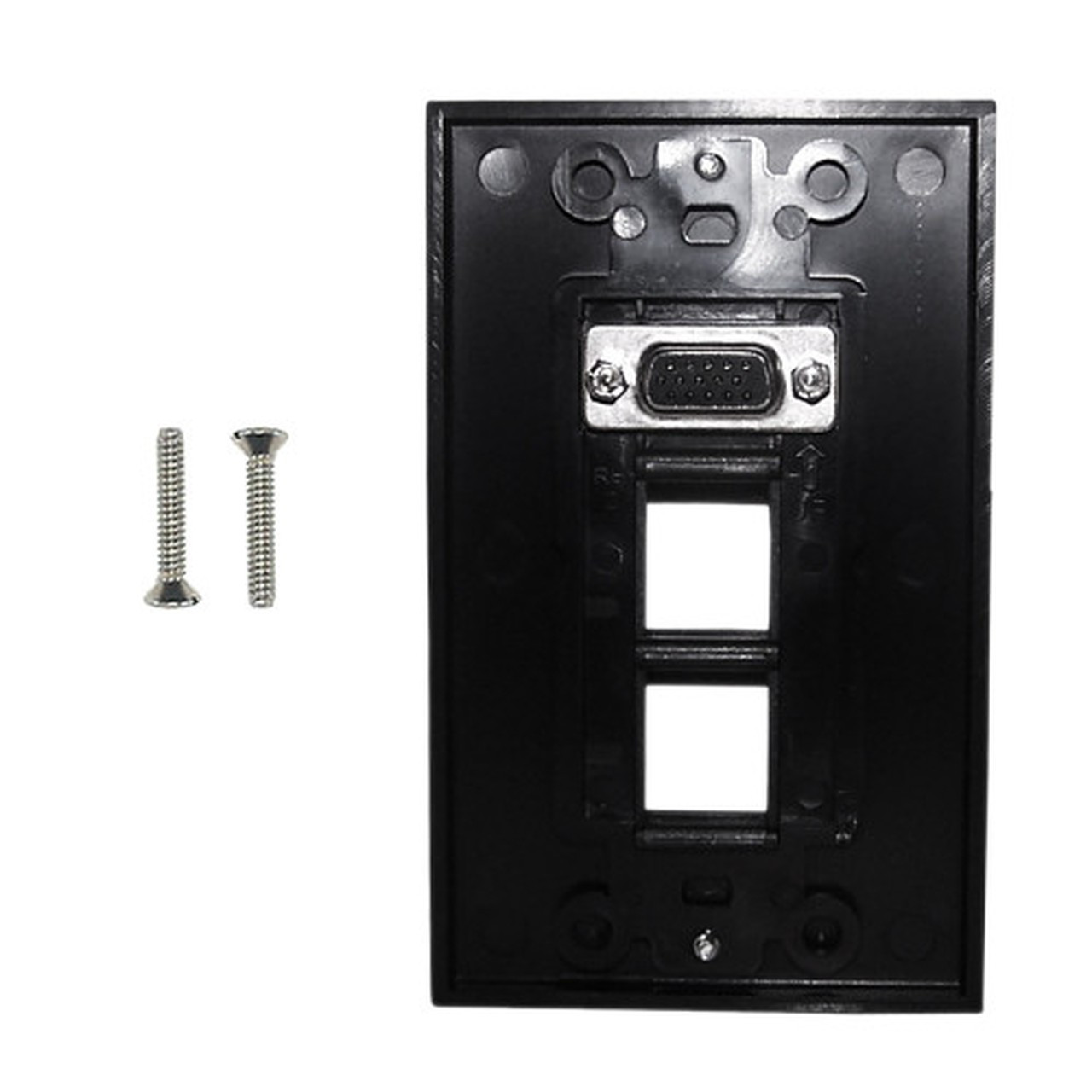 1-Port VGA Wall Plate Kit Decora Black with 2x Keystone Hole FN-WPK-VGA2-D-BK
