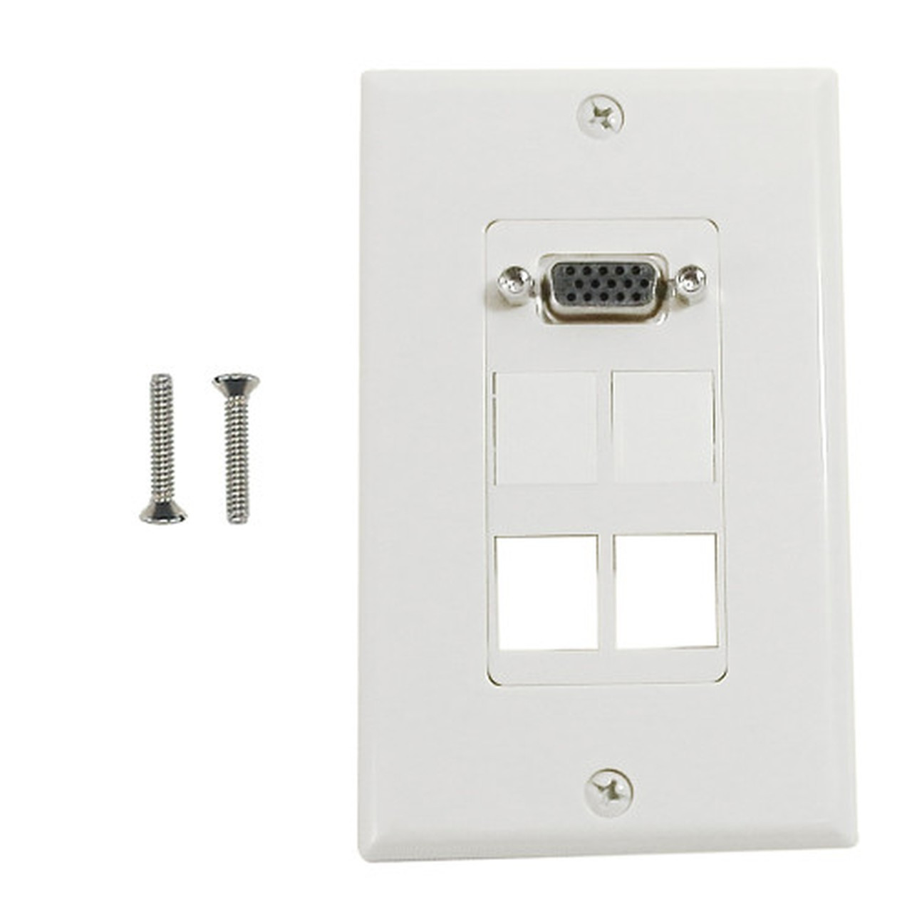 1-Port VGA Wall Plate Kit Decora White with 4x Keystone inserts FN-WPK-VGA4-D