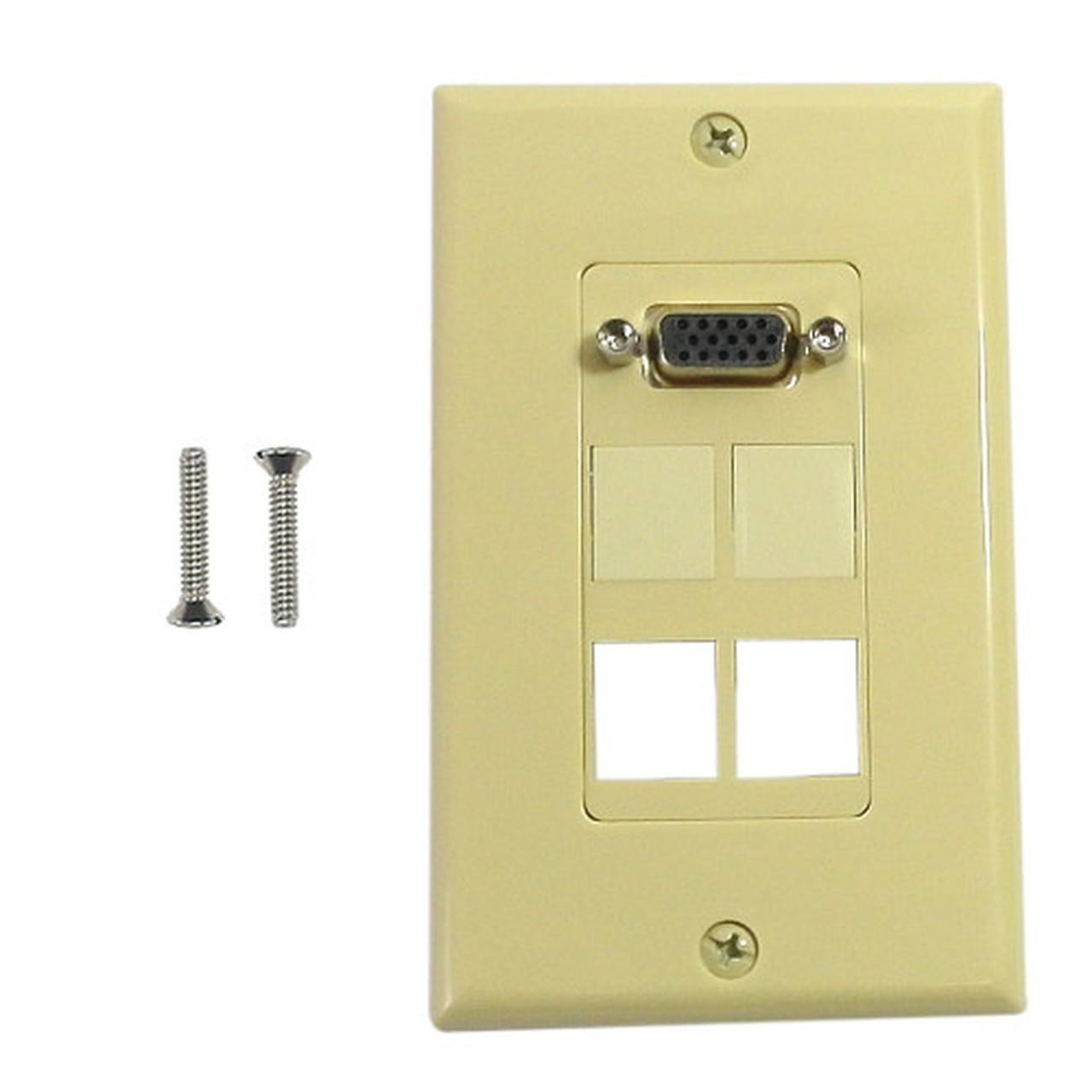 1-Port VGA Wall Plate Kit Decora Ivory with 4x Keystone inserts FN-WPK-VGA4-D-IV