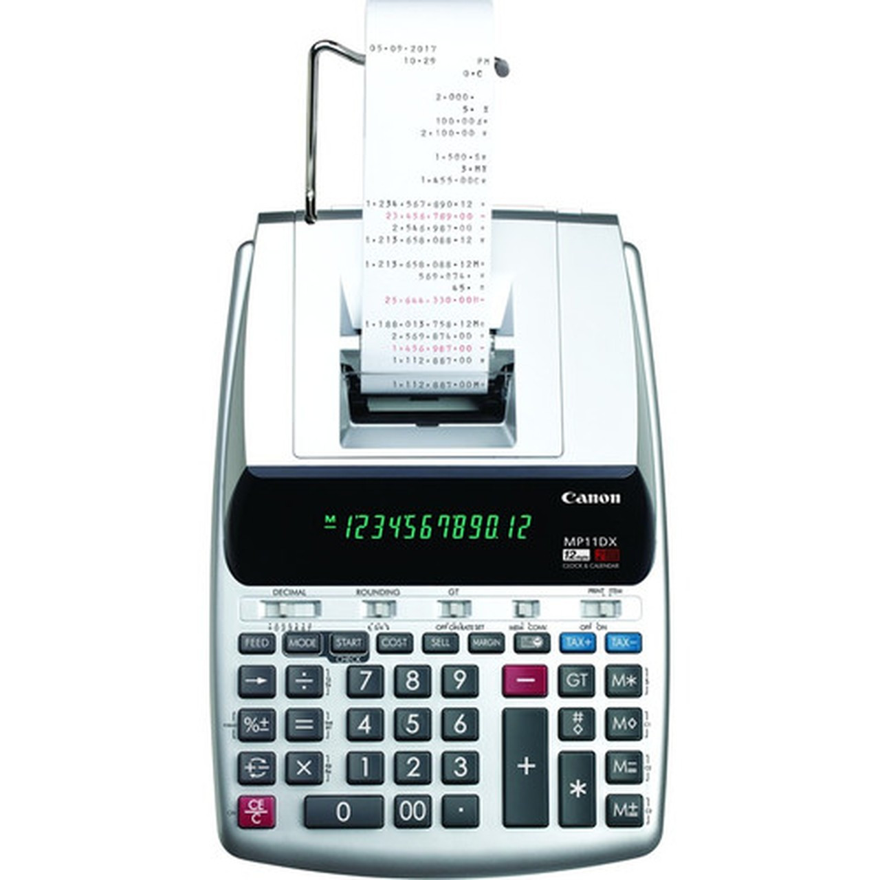 Canon MP11DX-2 Printing Calculator - Dual Color Print - Clock Calendar DateTime Display Compact Two-color Printing - Desktop 2198C002