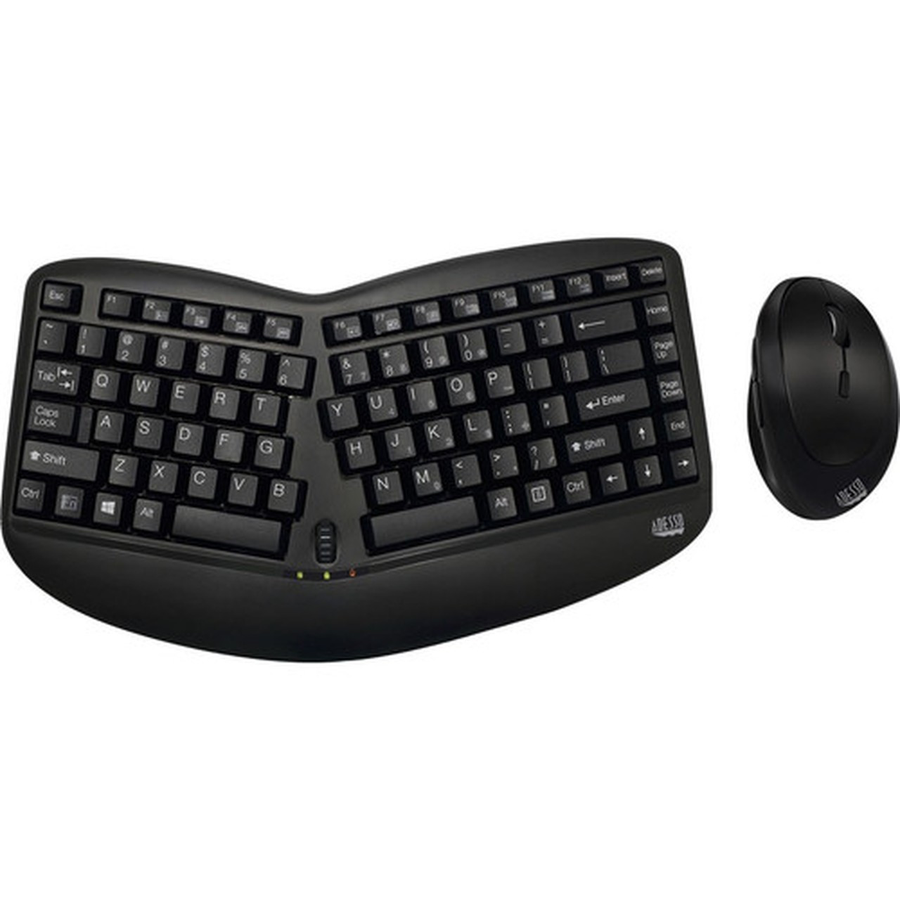 Adesso Tru-Form Media 1150 - Wireless Ergo Mini Keyboard amp Mouse - USB Wireless RF 87 Key - English US - USB Wireless RF Optical WKB-1150CB