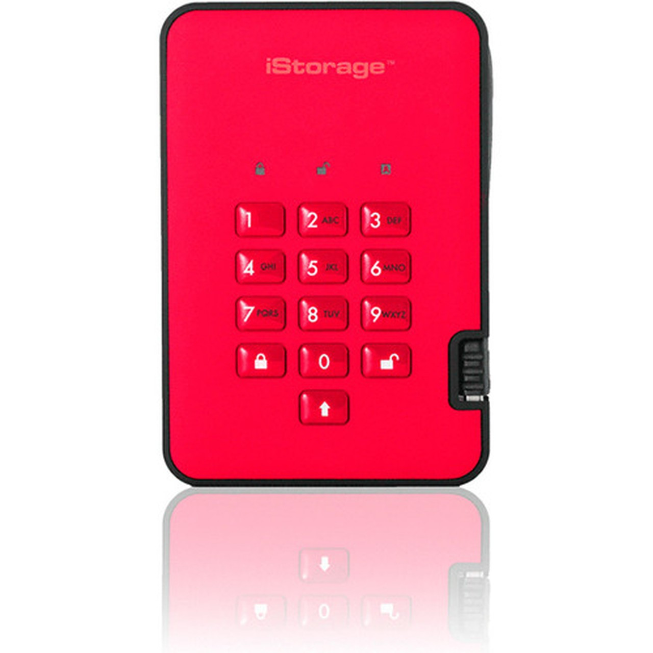 iStorage diskAshur2 1 TB Portable Hard Drive - External - Fiery Red - TAA Compliant - USB 31 - 5400rpm - 8 MB Buffer - 256-bit - 2 IS-DA2-256-1000-R
