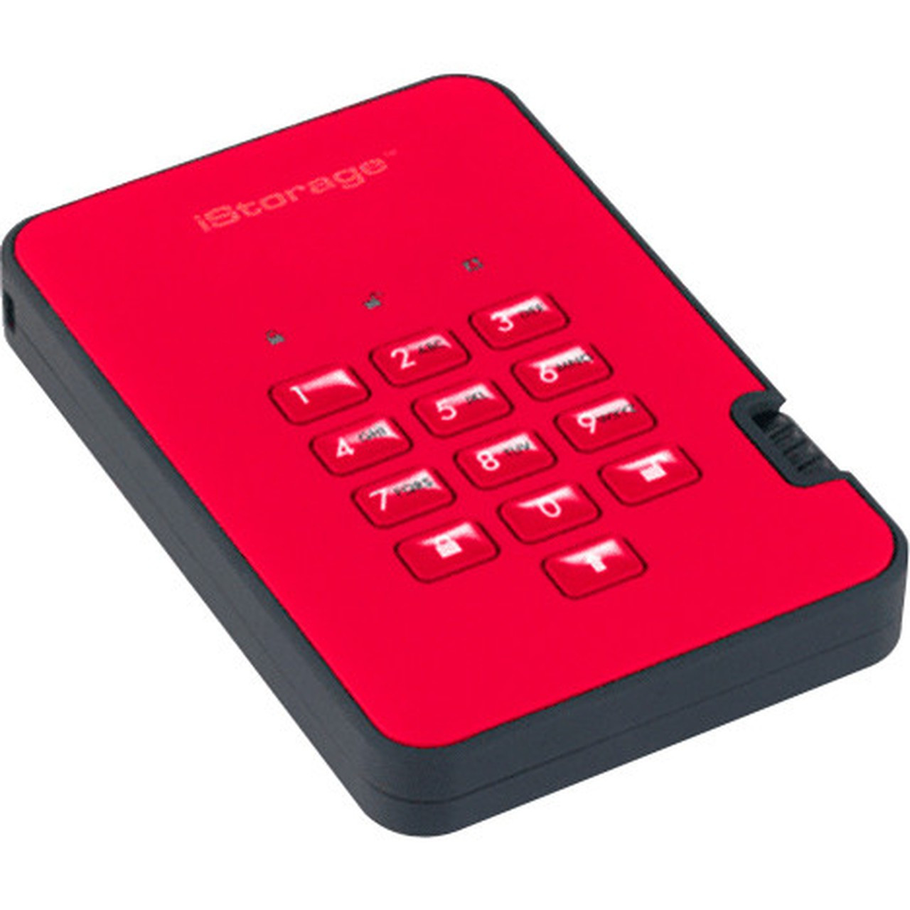iStorage diskAshur2 1 TB Portable Hard Drive - External - Fiery Red - TAA Compliant - USB 31 - 5400rpm - 8 MB Buffer - 256-bit - 2 IS-DA2-256-1000-R