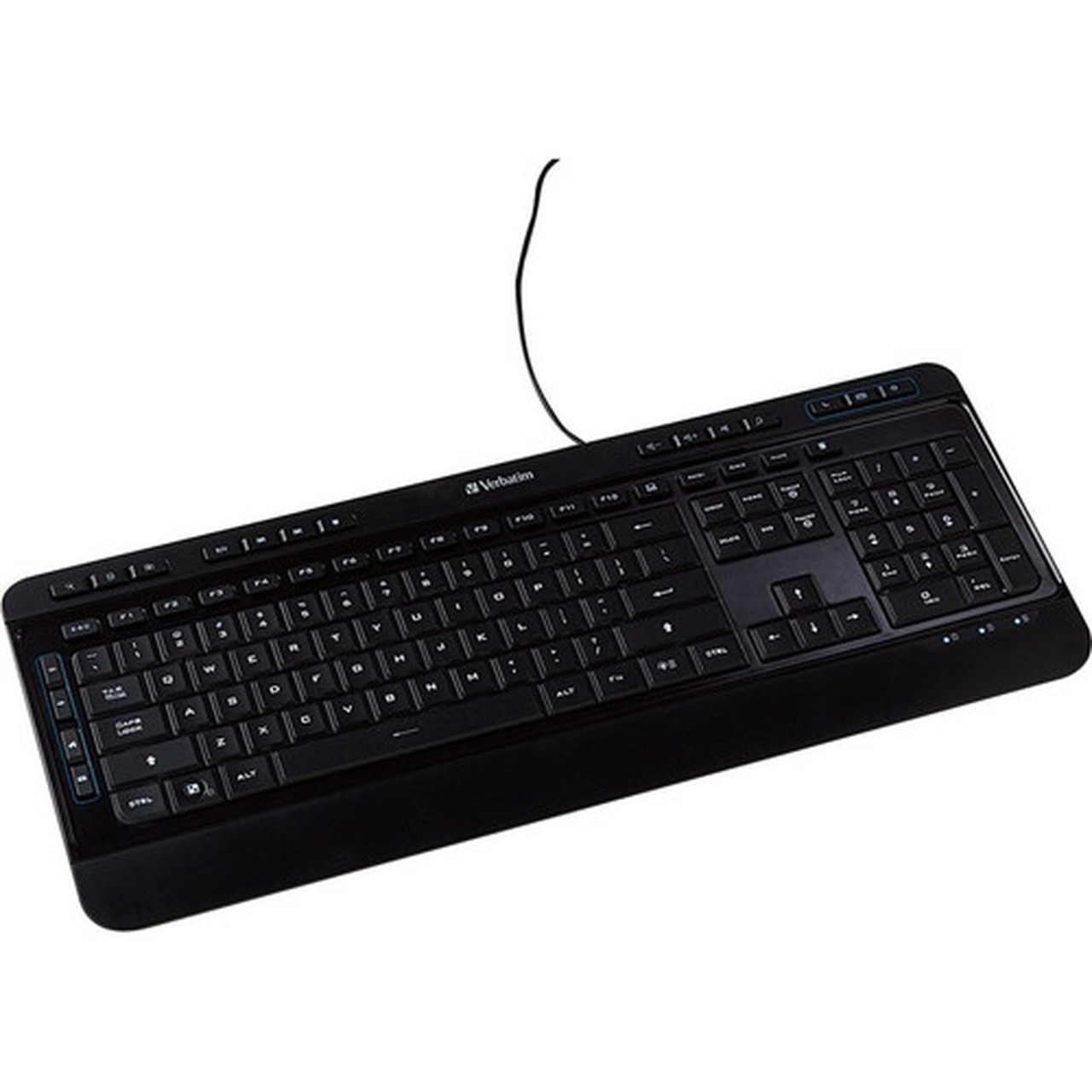 Verbatim Illuminated Wired Keyboard - Cable Connectivity - USB Type A Interface - Windows Mac OS Linux - Black 99789