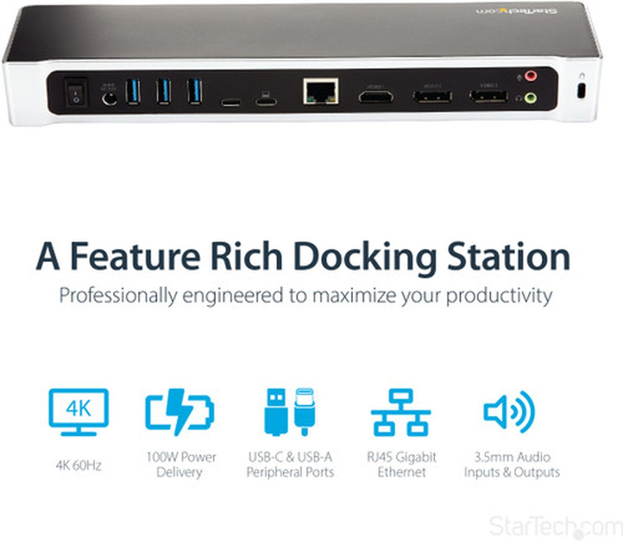 StarTechcom USB-C 4K Triple Monitor Laptop Docking Station with DisplayPort  HDMI - 100W PD - USB 31 Dock for Windows  MacBook Pro DK30CH2DEP