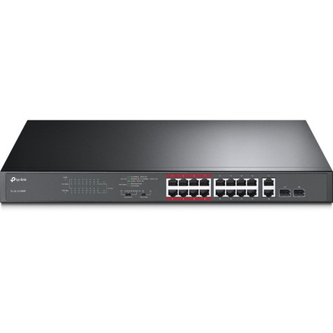 TP-LINK 16-Port 10100Mbps  2-Port Gigabit Unmanaged PoE Switch - 16 Ports - 2 Layer Supported - Modular - Twisted Pair Optical - 1U TL-SL1218MP