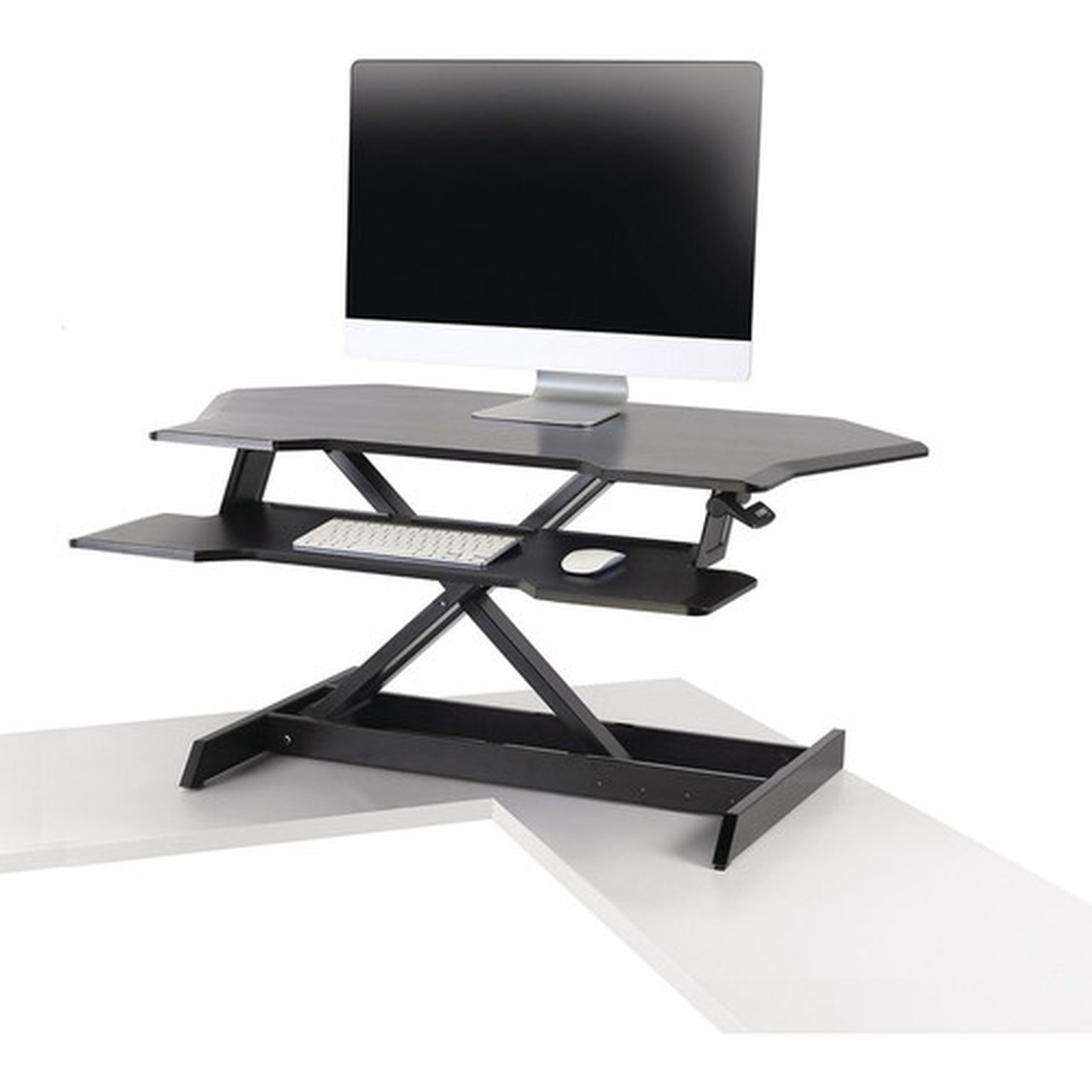 Ergotron WorkFit Corner Standing Desk Converter - Up to 30 Screen Support - 1588 kg Load Capacity - Desktop Tabletop - Black 33-468-921