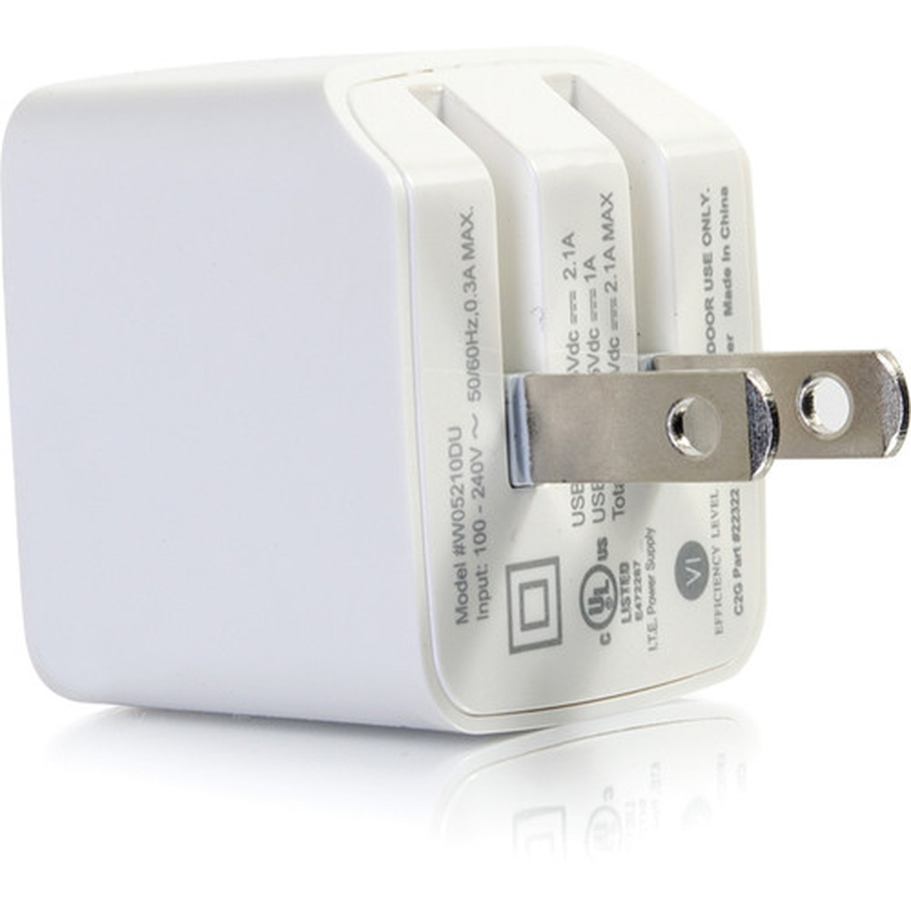 C2G 2-Port USB Wall Charger - AC to USB Adapter 5V 21A Output - 120 V AC 230 V AC Input - 5 V DC210 A Output 22322
